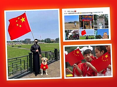 Du kh�ch Trung Cộng đăng ảnh thăm Hồ Lăng với cờ 5 sao, dắt ch� 1 sao khiến Việt Cộng nổi đi�n